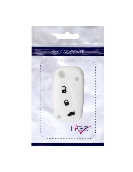 Guscio in Silicone Cover Chiave per Telecomando Fiat Grande Punto Panda Bravo Stilo Ducato Ulysse Doblò Portachiave Bianco