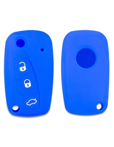 Guscio in Silicone Cover Chiave per Telecomando Fiat Grande Punto Panda Bravo Stilo Ducato Ulysse Doblò Portachiave Blu
