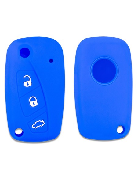 Guscio in Silicone Cover Chiave per Telecomando Fiat Grande Punto Panda Bravo Stilo Ducato Ulysse Doblò Portachiave Blu