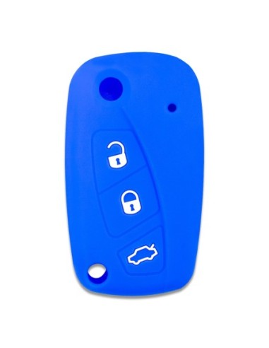 Guscio in Silicone Cover Chiave per Telecomando Fiat Grande Punto Panda Bravo Stilo Ducato Ulysse Doblò Portachiave Blu