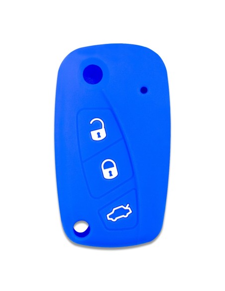 Guscio in Silicone Cover Chiave per Telecomando Fiat Grande Punto Panda Bravo Stilo Ducato Ulysse Doblò Portachiave Blu
