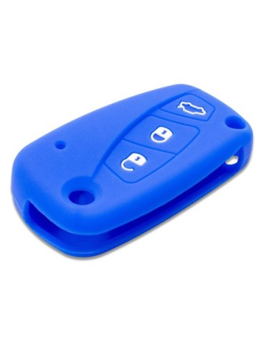 Guscio in Silicone Cover Chiave per Telecomando Fiat Grande Punto Panda Bravo Stilo Ducato Ulysse Doblò Portachiave Blu