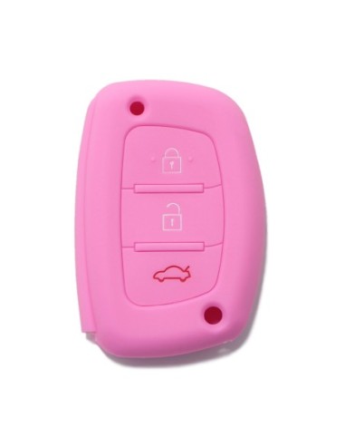 Guscio Silicone Cover Chiave per Telecomando Hyundai Portachiavi Rosa 3 Tasti i10 i20 i30 i40 ix20 ix25 ix30 ix35 ix45 ix55 Solaris Mistra Verna Sonata Santa Fe Tucson