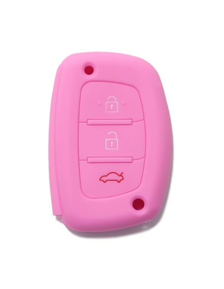 Guscio Silicone Cover Chiave per Telecomando Hyundai Portachiavi Rosa 3 Tasti i10 i20 i30 i40 ix20 ix25 ix30 ix35 ix45 ix55 Solaris Mistra Verna Sonata Santa Fe Tucson