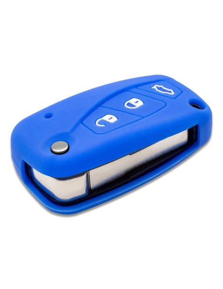 Guscio in Silicone Cover Chiave per Telecomando Fiat Grande Punto Panda Bravo Stilo Ducato Ulysse Doblò Portachiave Blu