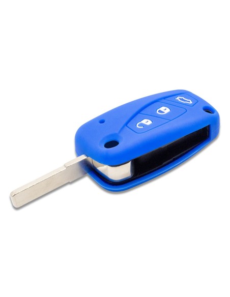 Guscio in Silicone Cover Chiave per Telecomando Fiat Grande Punto Panda Bravo Stilo Ducato Ulysse Doblò Portachiave Blu