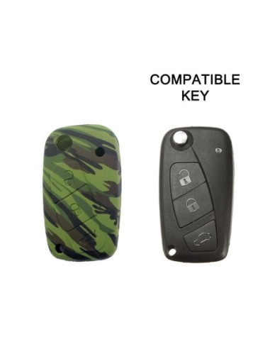 Guscio in Silicone Cover Chiave per Telecomando Fiat Grande Punto Panda Bravo Stilo Ducato Ulysse Doblò Portachiave Camouflage