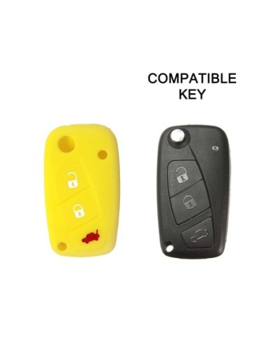 Guscio in Silicone Cover Chiave per Telecomando Fiat Grande Punto Panda Bravo Stilo Ducato Ulysse Doblò Portachiave Giallo