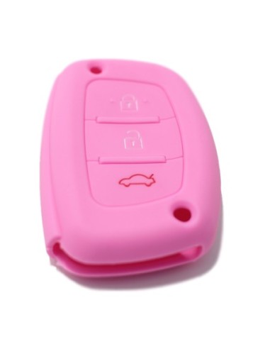 Guscio Silicone Cover Chiave per Telecomando Hyundai Portachiavi Rosa 3 Tasti i10 i20 i30 i40 ix20 ix25 ix30 ix35 ix45 ix55 Solaris Mistra Verna Sonata Santa Fe Tucson
