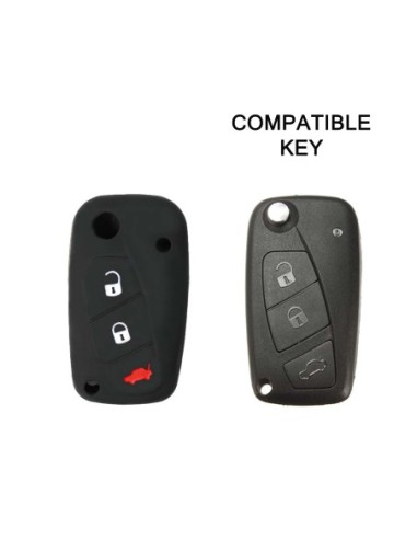 Guscio in Silicone Cover Chiave per Telecomando Fiat Grande Punto Panda Bravo Stilo Ducato Ulysse Doblò Portachiave Nero