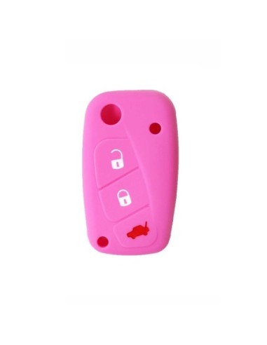 Guscio in Silicone Cover Chiave per Telecomando Fiat Grande Punto Panda Bravo Stilo Ducato Ulysse Doblò Portachiave Rosa