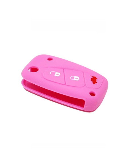 Guscio in Silicone Cover Chiave per Telecomando Fiat Grande Punto Panda Bravo Stilo Ducato Ulysse Doblò Portachiave Rosa