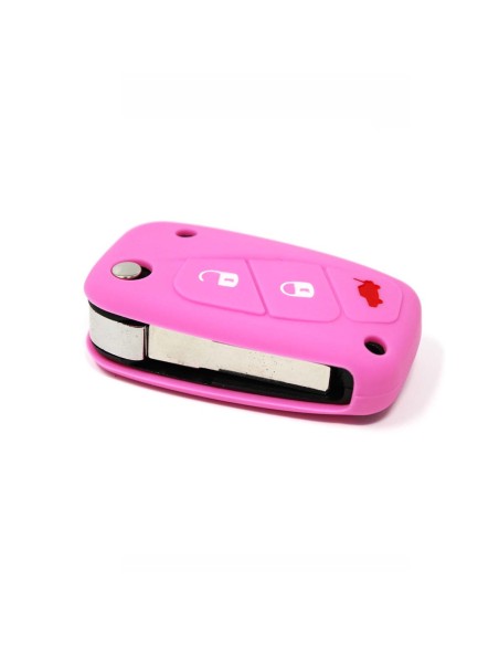 Guscio in Silicone Cover Chiave per Telecomando Fiat Grande Punto Panda Bravo Stilo Ducato Ulysse Doblò Portachiave Rosa