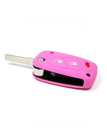 Guscio in Silicone Cover Chiave per Telecomando Fiat Grande Punto Panda Bravo Stilo Ducato Ulysse Doblò Portachiave Rosa