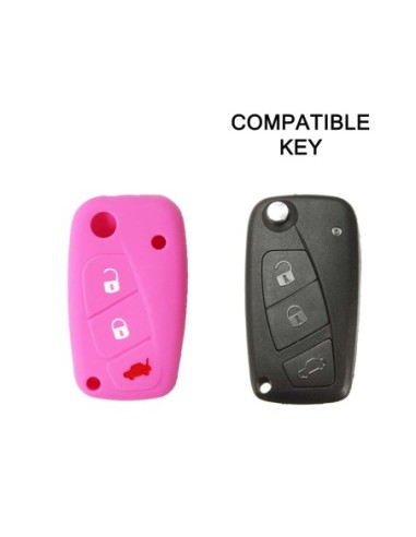 Guscio in Silicone Cover Chiave per Telecomando Fiat Grande Punto Panda Bravo Stilo Ducato Ulysse Doblò Portachiave Rosa