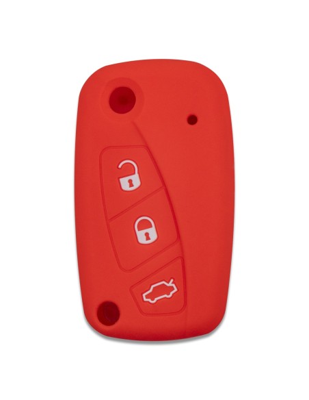 Guscio in Silicone Cover Chiave per Telecomando Fiat Grande Punto Panda Bravo Stilo Ducato Ulysse Doblò Portachiave Rosso