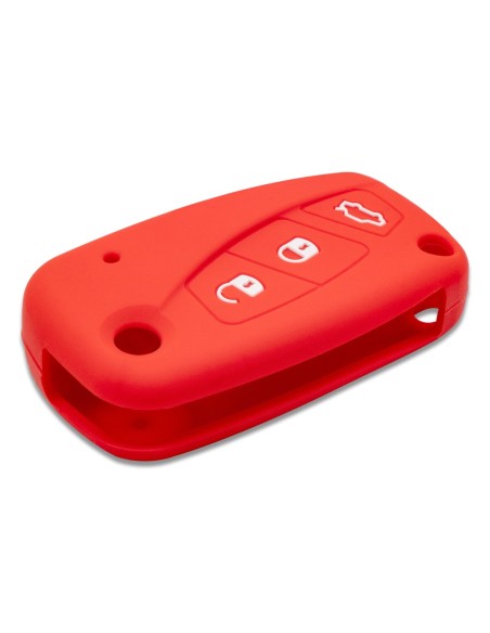 Guscio in Silicone Cover Chiave per Telecomando Fiat Grande Punto Panda Bravo Stilo Ducato Ulysse Doblò Portachiave Rosso