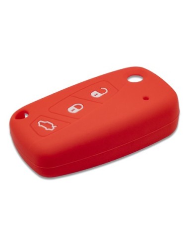 Guscio in Silicone Cover Chiave per Telecomando Fiat Grande Punto Panda Bravo Stilo Ducato Ulysse Doblò Portachiave Rosso