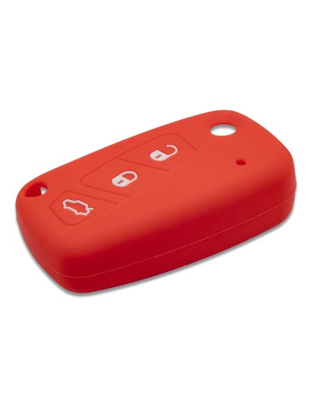 Guscio in Silicone Cover Chiave per Telecomando Fiat Grande Punto Panda Bravo Stilo Ducato Ulysse Doblò Portachiave Rosso