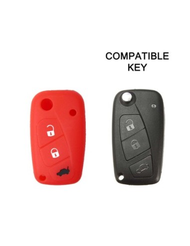 Guscio in Silicone Cover Chiave per Telecomando Fiat Grande Punto Panda Bravo Stilo Ducato Ulysse Doblò Portachiave Rosso