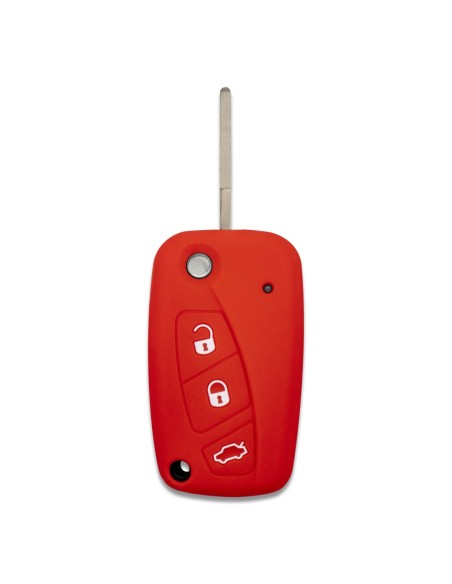 Guscio in Silicone Cover Chiave per Telecomando Fiat Grande Punto Panda Bravo Stilo Ducato Ulysse Doblò Portachiave Rosso
