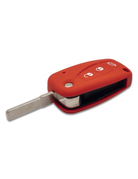 Guscio in Silicone Cover Chiave per Telecomando Fiat Grande Punto Panda Bravo Stilo Ducato Ulysse Doblò Portachiave Rosso