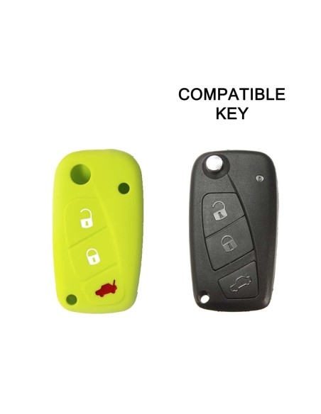 Guscio in Silicone Cover Chiave per Telecomando Fiat Grande Punto Panda Bravo Stilo Ducato Ulysse Doblò Portachiave Verde