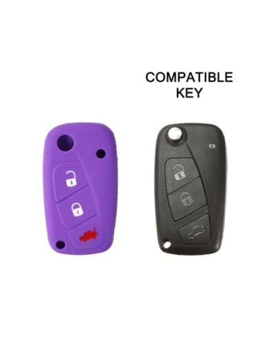 Guscio in Silicone Cover Chiave per Telecomando Fiat Grande Punto Panda Bravo Stilo Ducato Ulysse Doblò Portachiave Viola