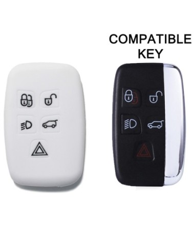 Guscio Silicone Cover Chiave Telecomando Land Rover Portachiave Bianco Range Rover Sport Evoque LR4 Freelander Discovery