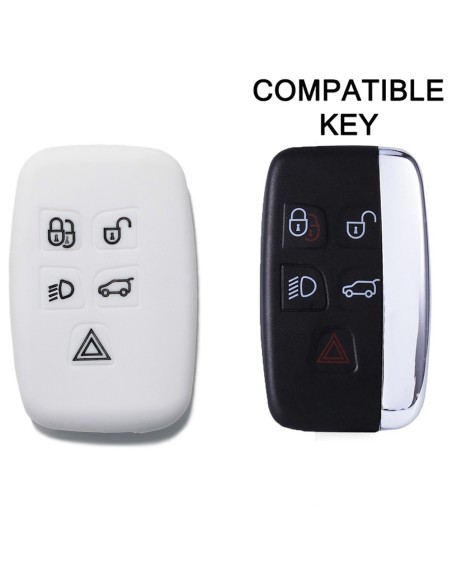 Guscio Silicone Cover Chiave Telecomando Land Rover Portachiave Bianco Range Rover Sport Evoque LR4 Freelander Discovery