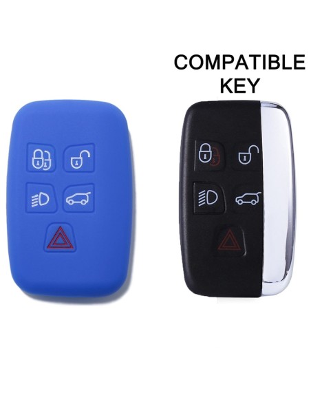 Guscio in Silicone Cover Chiave Telecomando Land Rover Portachiave Blu Range Rover Sport Evoque LR4 Freelander Discovery
