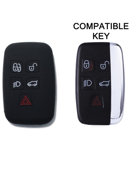 Guscio Silicone Cover Chiave Telecomando Land Rover Portachiave Nero  Range Rover Sport Evoque LR4 Freelander Discovery