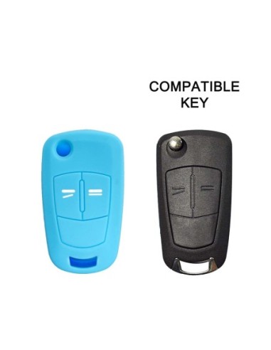 Guscio in Silicone Cover Chiave per Telecomando Opel Antara Astra Corsa Meriva Tigra Vectra Zafira Portachiave Azzurro