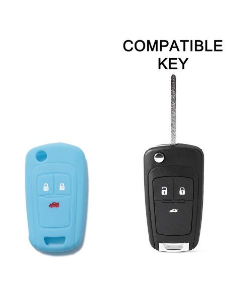 Guscio in Silicone Cover Chiave per Telecomando Opel Astra J Insignia Mokka Corsa Meriva Zafira Antara Vauxhall Portachiave Azzurro