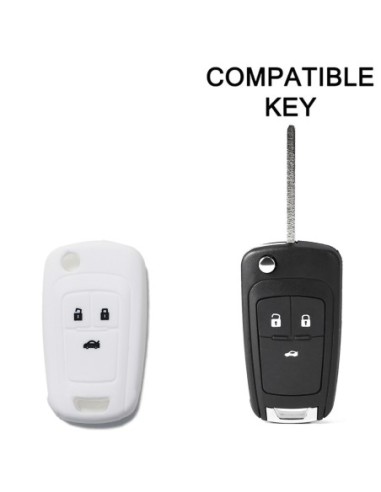 Guscio in Silicone Cover Chiave per Telecomando Opel Astra J Insignia Mokka Corsa Meriva Zafira Antara Vauxhall Portachiave Bianco