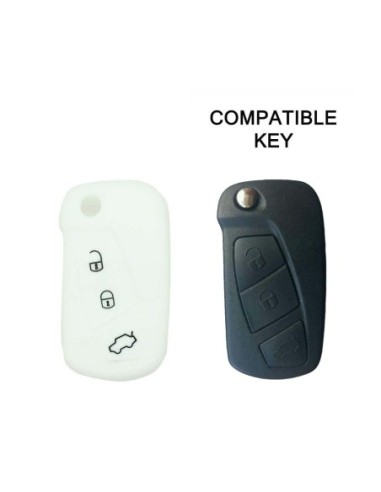 Guscio in Silicone Cover Chiave per Telecomando Ford Bianco 3 Tasti KA Focus Fiesta Escort Mondeo
