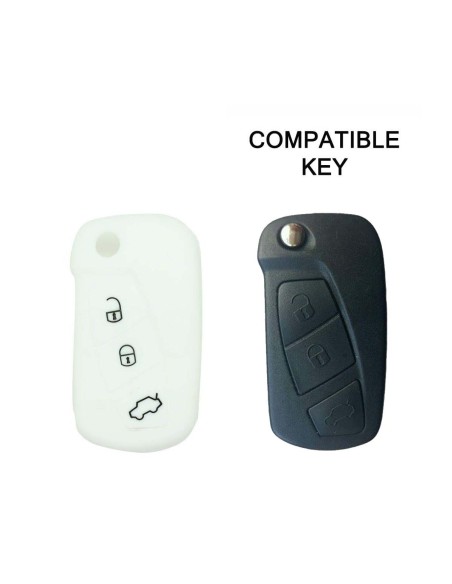 Guscio in Silicone Cover Chiave per Telecomando Ford Bianco 3 Tasti KA Focus Fiesta Escort Mondeo
