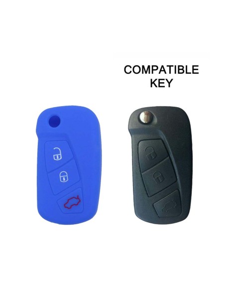 Guscio in Silicone Cover Chiave per Telecomando Ford Blu 3 Tasti KA Focus Fiesta Escort Mondeo