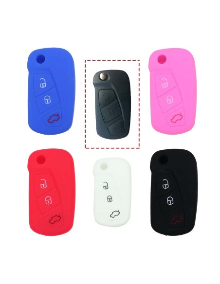 Guscio in Silicone Cover Chiave per Telecomando Ford Blu 3 Tasti KA Focus Fiesta Escort Mondeo