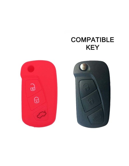 Guscio in Silicone Cover Chiave per Telecomando Ford Rosso 3 Tasti KA Focus Fiesta Escort Mondeo