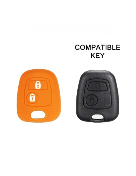 Guscio in Silicone Cover Chiave per Telecomando Citroen C1 C2 C3 C5 e Peugeot 103 106 107 206 207 307 308 406 407 508 806 1007 Portachiave Arancione