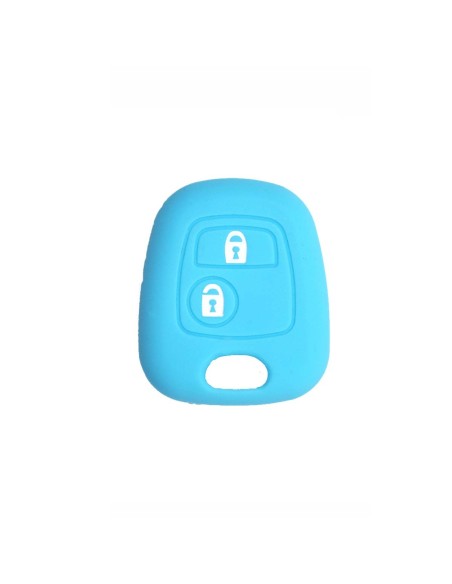 Guscio in Silicone Cover Chiave per Telecomando Citroen C1 C2 C3 C5 e Peugeot 103 106 107 206 207 307 308 406 407 508 806 1007 Portachiave Azzurro