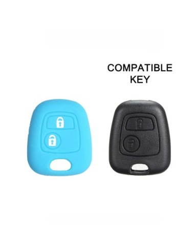Guscio in Silicone Cover Chiave per Telecomando Citroen C1 C2 C3 C5 e Peugeot 103 106 107 206 207 307 308 406 407 508 806 1007 Portachiave Azzurro