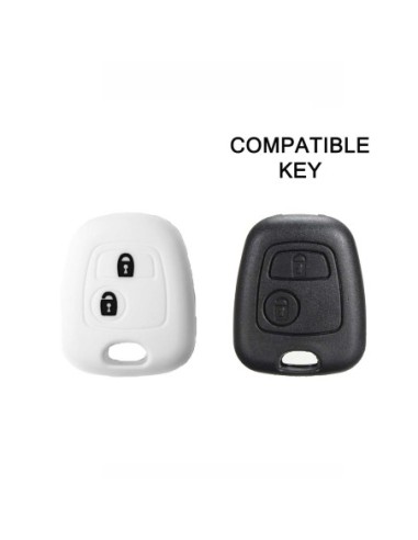 Guscio in Silicone Cover Chiave per Telecomando Citroen C1 C2 C3 C5 e Peugeot 103 106 107 206 207 307 308 406 407 508 806 1007 Portachiave Bianco