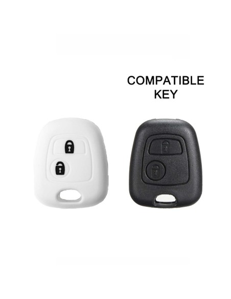 Guscio in Silicone Cover Chiave per Telecomando Citroen C1 C2 C3 C5 e Peugeot 103 106 107 206 207 307 308 406 407 508 806 1007 Portachiave Bianco