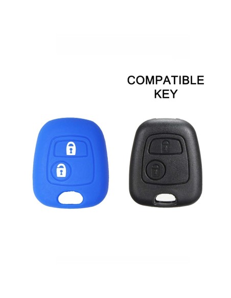 Guscio in Silicone Cover Chiave per Telecomando Citroen C1 C2 C3 C5 e Peugeot 103 106 107 206 207 307 308 406 407 508 806 1007 Portachiave Blu