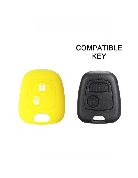 Guscio in Silicone Cover Chiave per Telecomando Citroen C1 C2 C3 C5 e Peugeot 103 106 107 206 207 307 308 406 407 508 806 1007 Portachiave Giallo