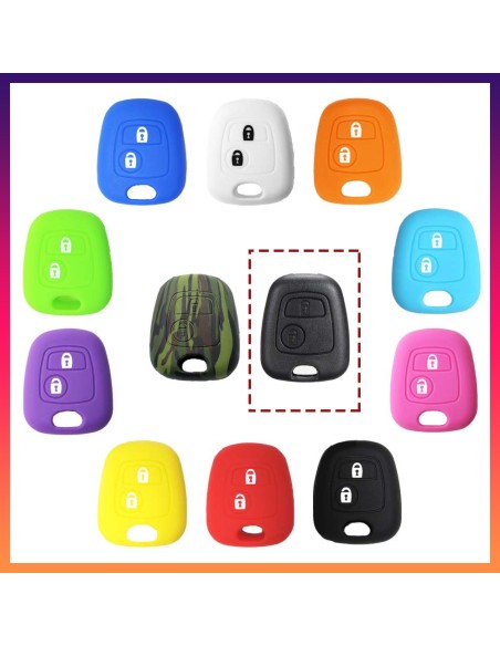 Guscio in Silicone Cover Chiave per Telecomando Citroen C1 C2 C3 C5 e Peugeot 103 106 107 206 207 307 308 406 407 508 806 1007 Portachiave Giallo