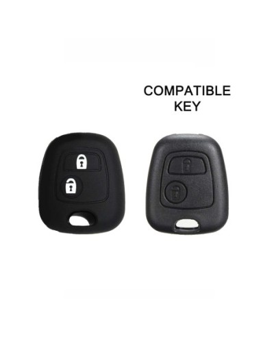 Guscio in Silicone Cover Chiave per Telecomando Citroen C1 C2 C3 C5 e Peugeot 103 106 107 206 207 307 308 406 407 508 806 1007 Portachiave Nero