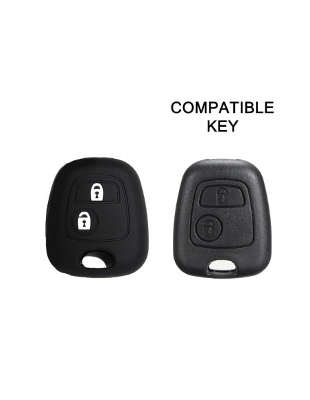 Guscio in Silicone Cover Chiave per Telecomando Citroen C1 C2 C3 C5 e Peugeot 103 106 107 206 207 307 308 406 407 508 806 1007 Portachiave Nero